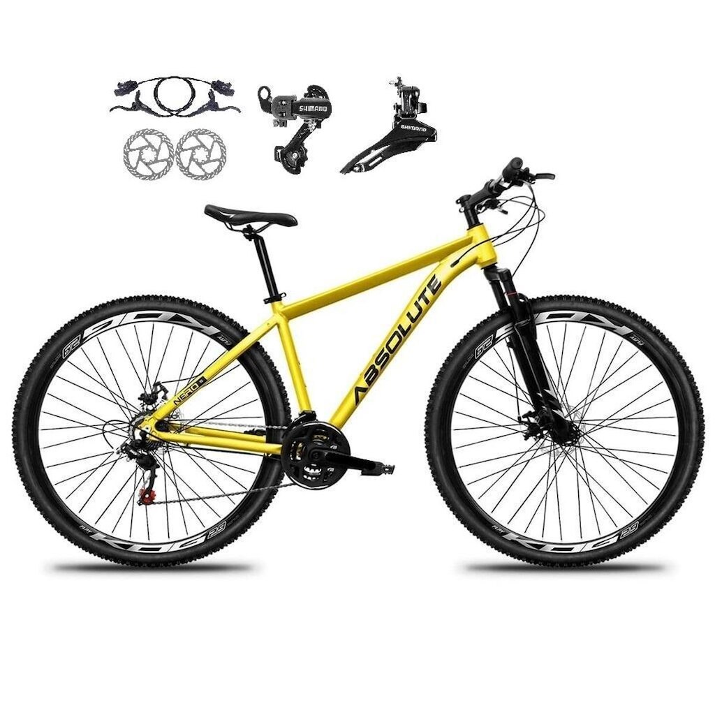 Bicicleta Aro 29 Absolute Nero 5 21v Câmbios Shimano Freio a Disco Hidráulico Suspensão Dianteira