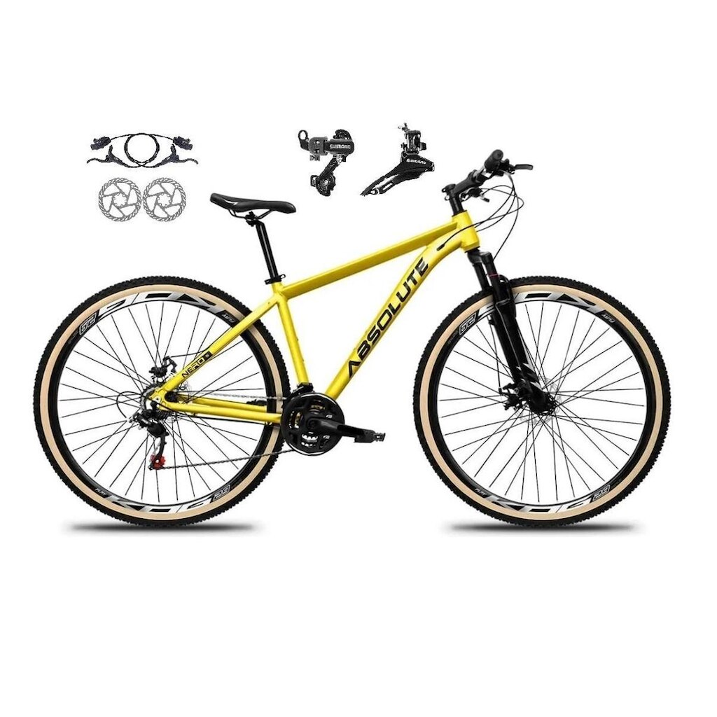 Bicicleta Aro 29 Absolute Nero 5 21v Câmbios Shimano Freio a Disco Hidráulico Suspensão Pneus Faixa