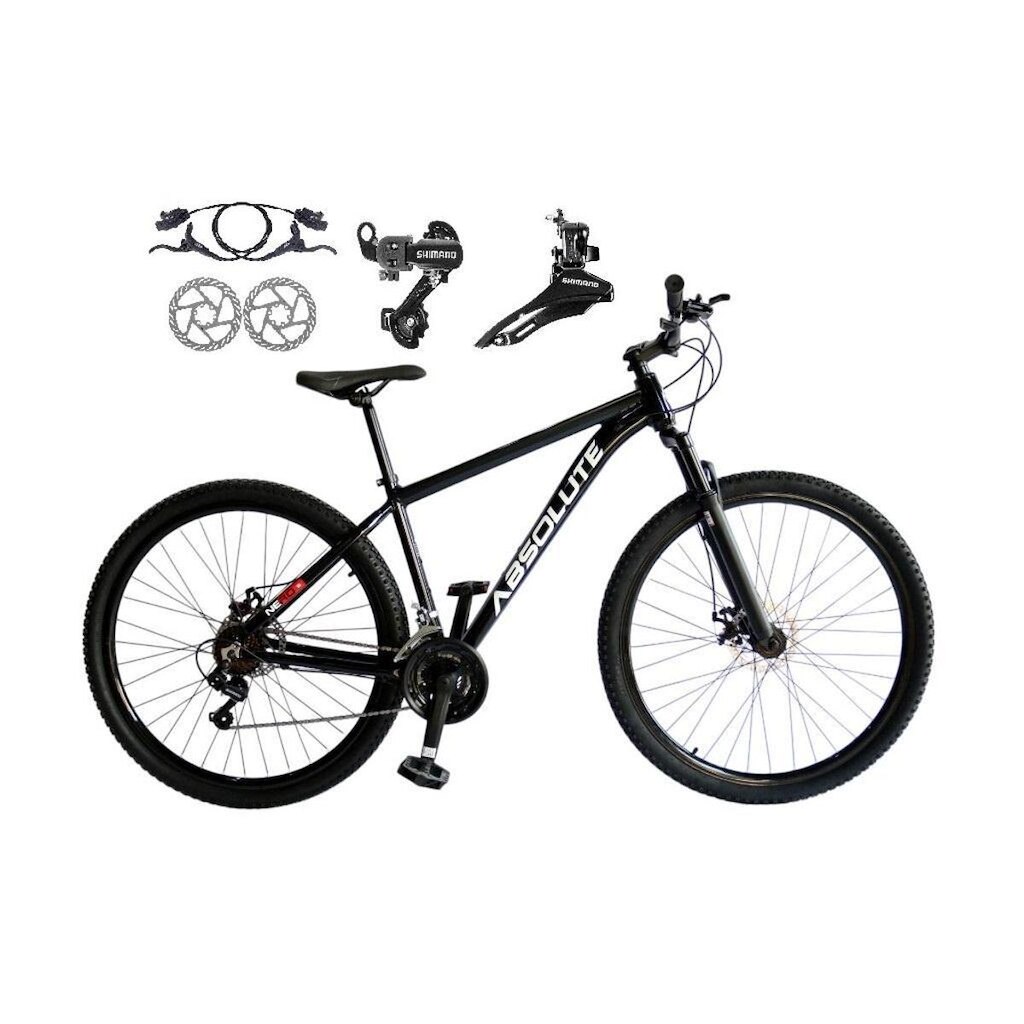 Bicicleta Aro 29 Absolute Nero 5 21v Câmbios Shimano Tz Freio a Disco Hidráulico Suspensão Diant.