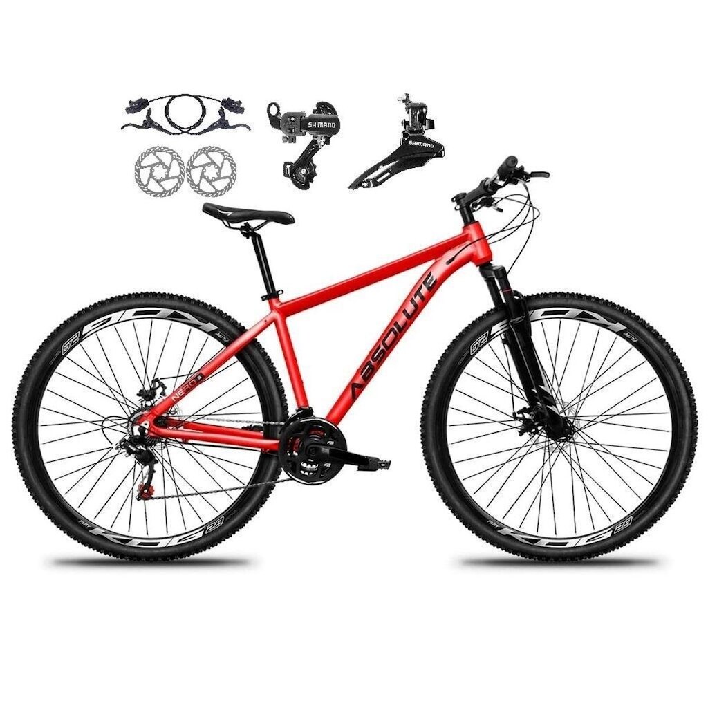 Bicicleta Aro 29 Absolute Nero 5 21v Câmbios Shimano Tz Freio a Disco Hidráulico Suspensão Diant.