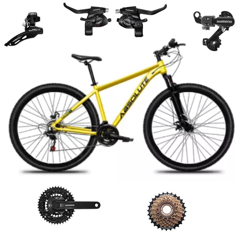 Bicicleta Aro 29 Absolute Nero 5 21v Mtb Indexada Disco Alumínio Suspensão 80mm Transmissão Shimano