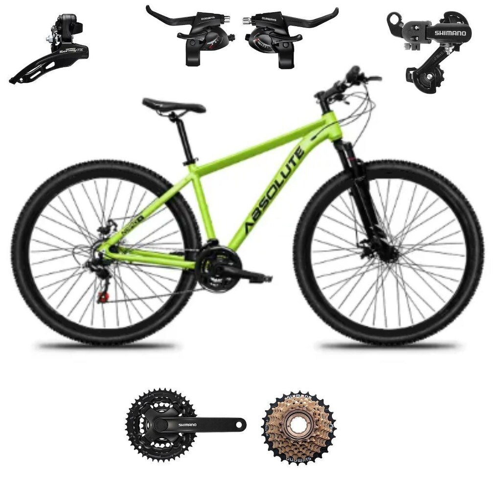 Bicicleta Aro 29 Absolute Nero 5 21v Mtb Indexada Disco Alumínio Suspensão 80mm Transmissão Shimano