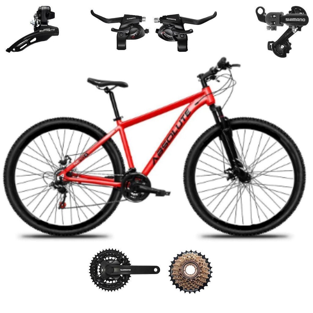 Bicicleta Aro 29 Absolute Nero 5 21v Mtb Indexada Disco Suspensão 80mm Shimano