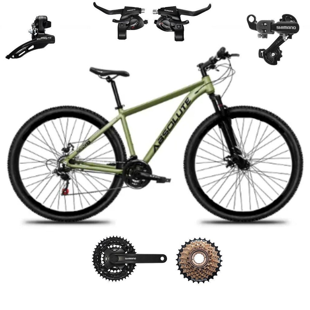 Bicicleta Aro 29 Absolute Nero 5 21v Mtb Indexada Disco Suspensão 80mm Shimano