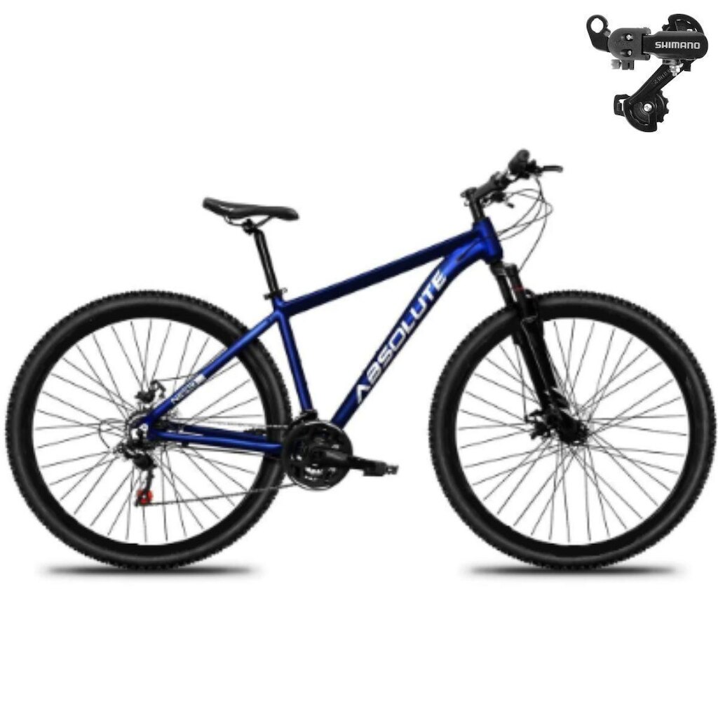 Bicicleta Aro 29 Absolute Nero 5 21V Mtb Indexada Suspensão 80mm Cambio Tras Shimano