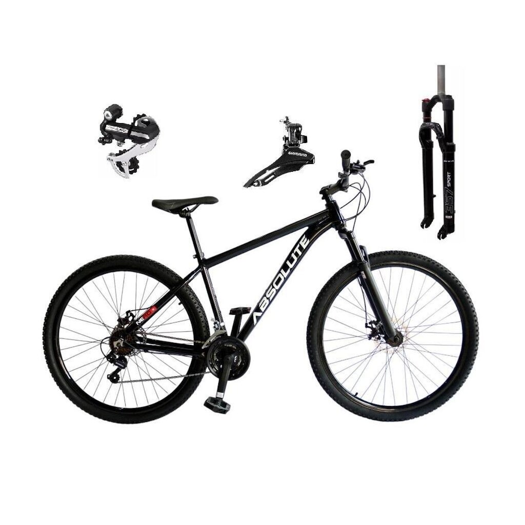 Bicicleta Aro 29 Absolute Nero 5 24v Câmbio Shimano Acera K7 Suspensão 100mm Trava Freio a Disco