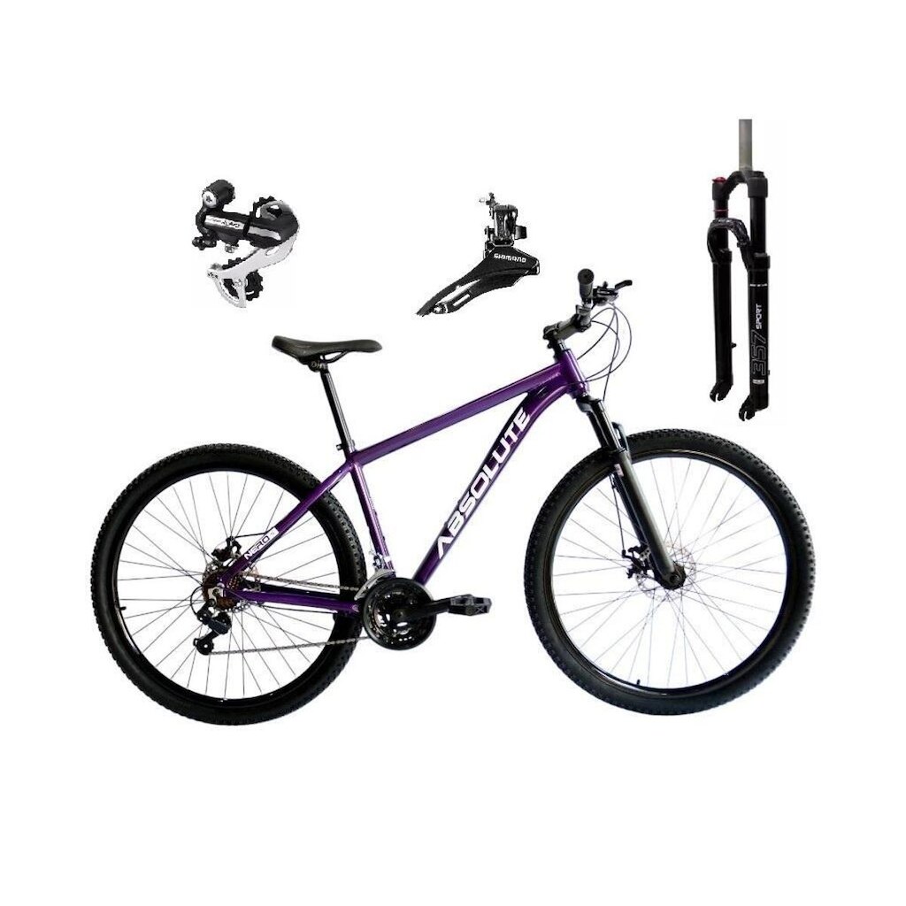 Bicicleta Aro 29 Absolute Nero 5 24v Câmbio Shimano Acera K7 Suspensão 100mm Trava Freio a Disco