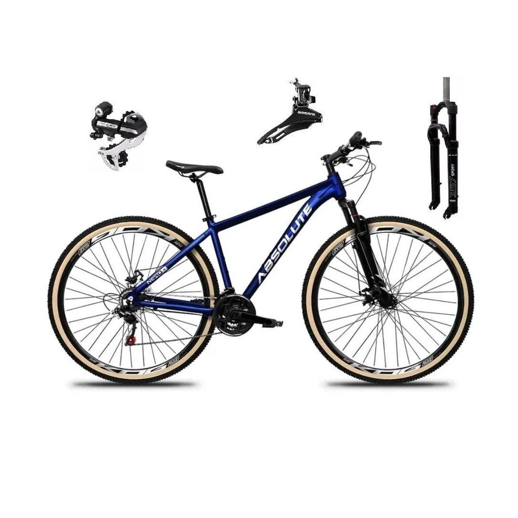Bicicleta Aro 29 Absolute Nero 5 24v Câmbio Shimano Acera K7 Suspensão Trava Disco Pneus com Faixa