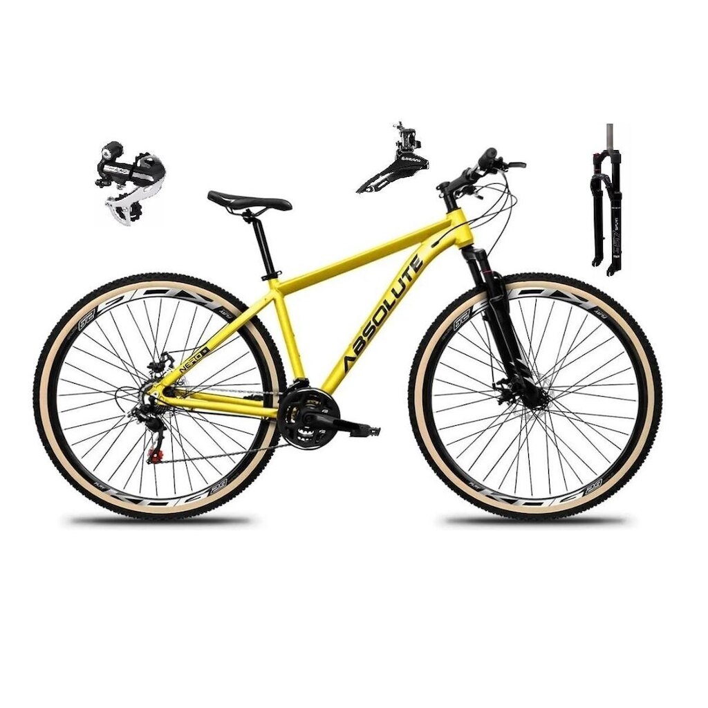 Bicicleta Aro 29 Absolute Nero 5 24v Câmbio Shimano Acera K7 Suspensão Trava Disco Pneus com Faixa