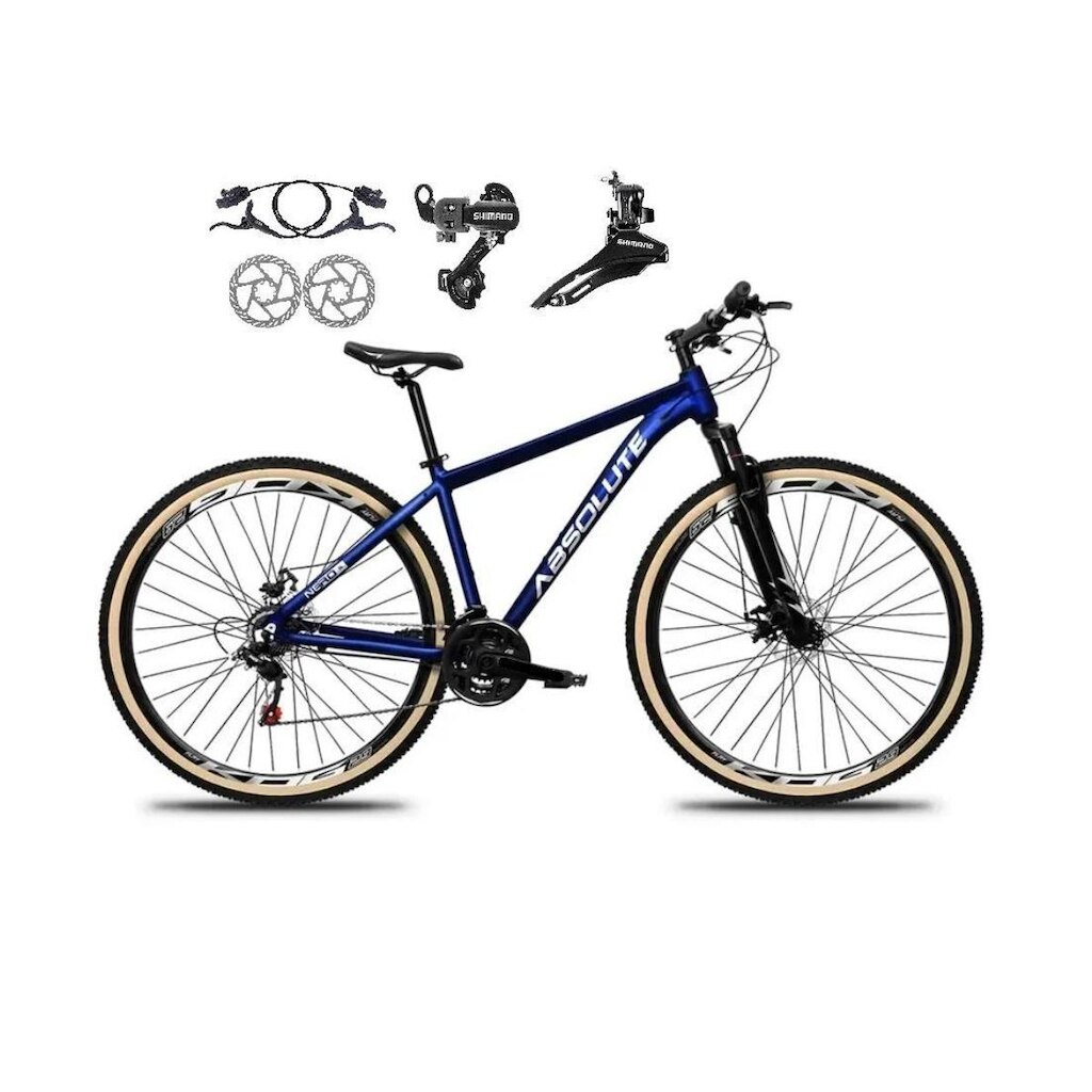 Bicicleta Aro 29 Absolute Nero 5 24v Câmbios Shimano Freios Hidráulicos Suspensão Pneus com Faixa