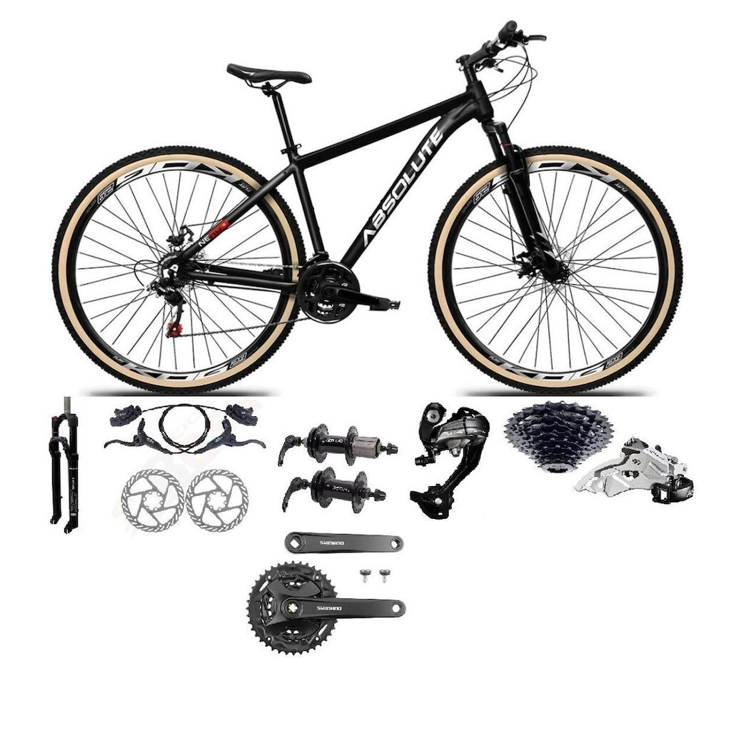 Bicicleta Aro 29 Absolute Nero 5 27v Shimano Altus K7 Pdv Mt101 Freio Hidráulico Trava Pneus Faixa