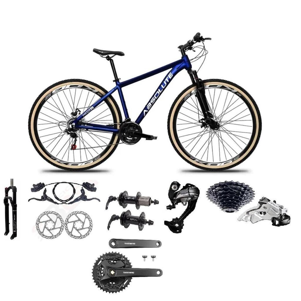 Bicicleta Aro 29 Absolute Nero 5 27v Shimano Altus K7 Pdv Mt101 Freio Hidráulico Trava Pneus Faixa