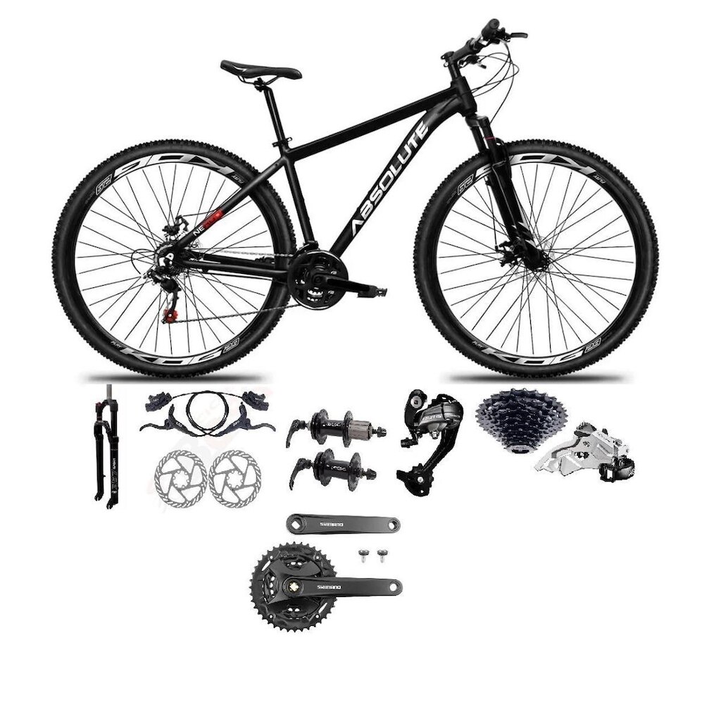 Bicicleta Aro 29 Absolute Nero 5 27v Shimano Altus K7 Pedivela Mt101 Freio Disco Hidráulico Trava