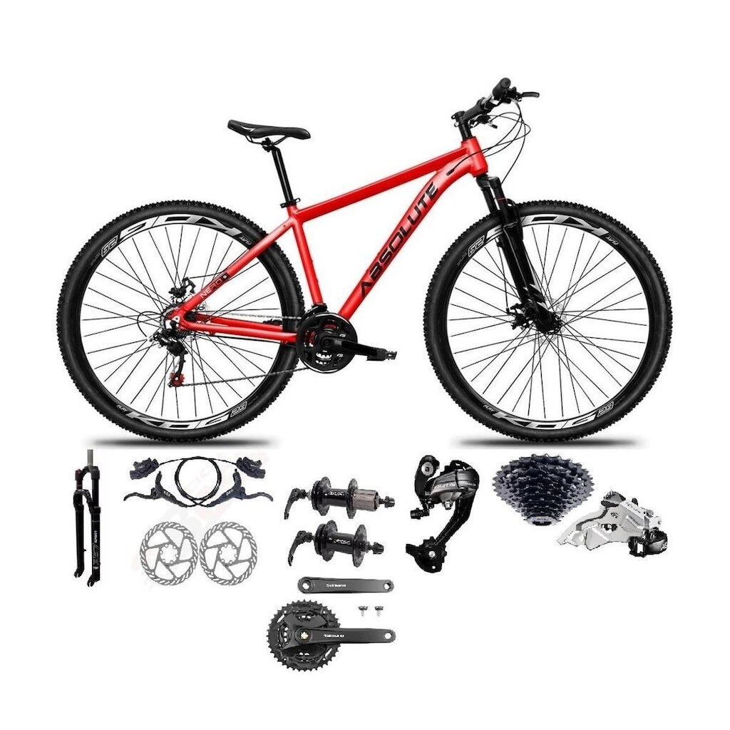 Bicicleta Aro 29 Absolute Nero 5 27v Shimano Altus K7 Pedivela Mt101 Freio Disco Hidráulico Trava