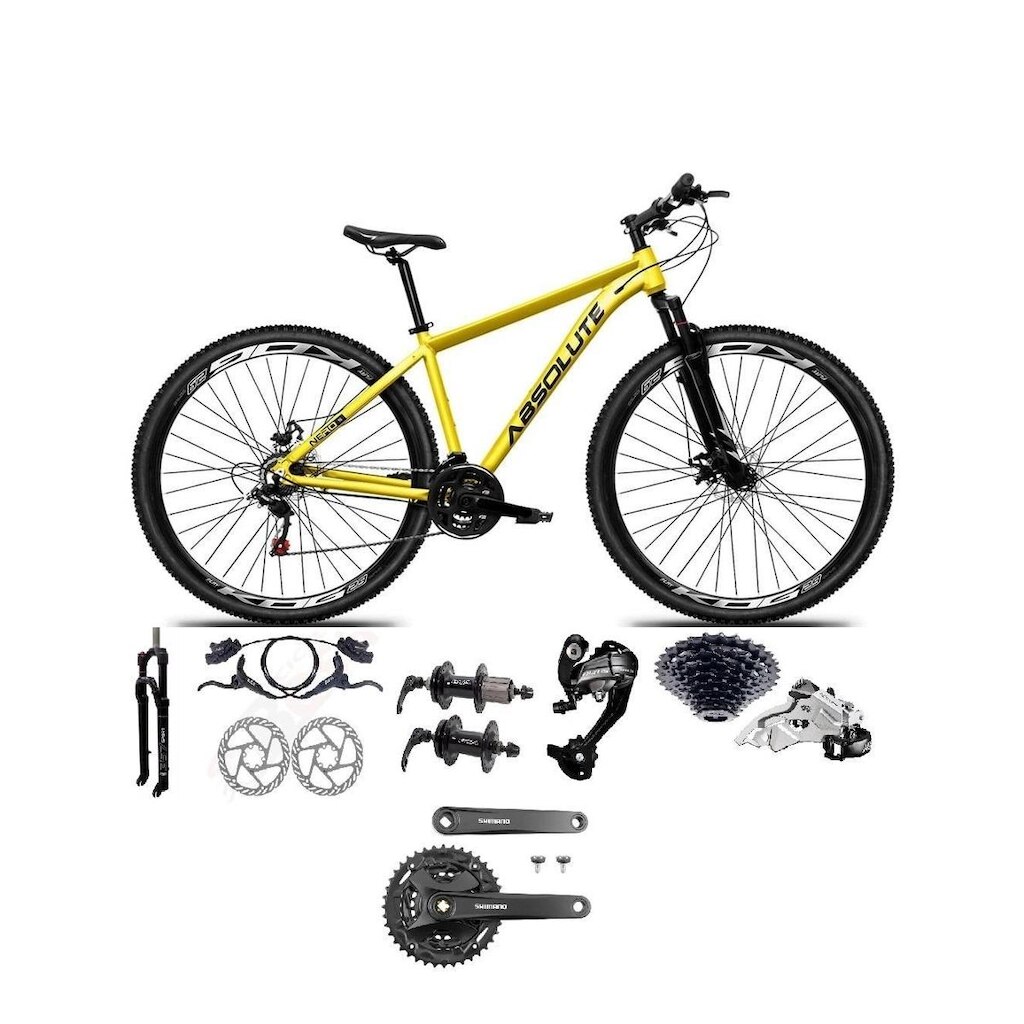 Bicicleta Aro 29 Absolute Nero 5 27v Shimano Altus K7 Pedivela Mt101 Freio Disco Hidráulico Trava
