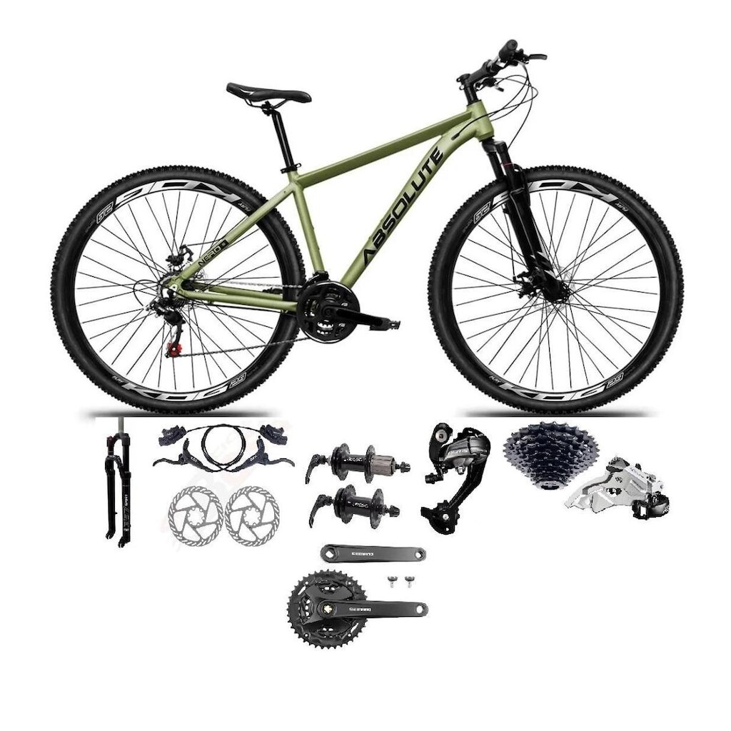 Bicicleta Aro 29 Absolute Nero 5 27v Shimano Altus K7 Pedivela Mt101 Freio Hidráulico Susp. Trava