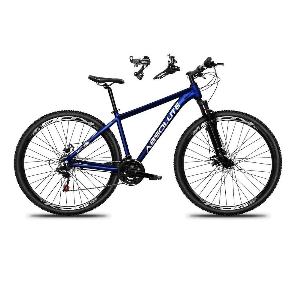 Bicicleta Aro 29 Absolute Nero 5 Alumínio 21v Câmbios Shimano Freio a Disco Suspensão Dianteira Mtb