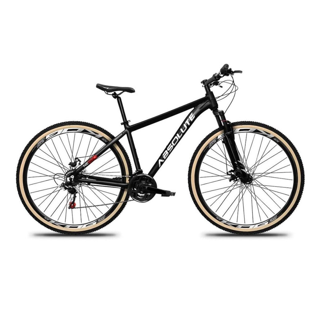 Bicicleta Aro 29 Absolute Nero 5 Alumínio 21v Freio a Disco Suspensão Dianteira Mtb Pneus c/ Faixa
