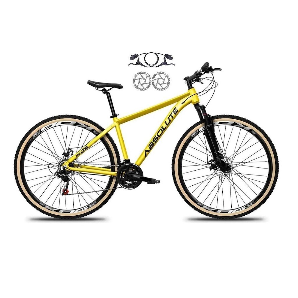 Bicicleta Aro 29 Absolute Nero 5 Alumínio 21v Freios a Disco Hidráulicos Suspensão Pneus com Faixa