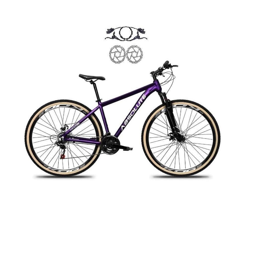 Bicicleta Aro 29 Absolute Nero 5 Alumínio 21v Freios a Disco Hidráulicos Suspensão Pneus com Faixa