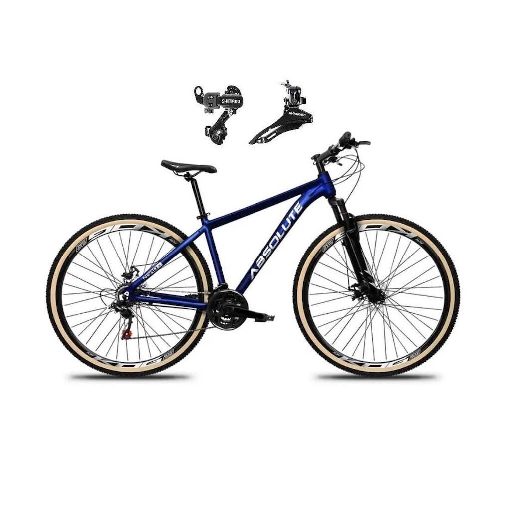 Bicicleta Aro 29 Absolute Nero 5 Alumínio 24v Câmbios Shimano Freio Disco Suspensão Pneus c/Faixa