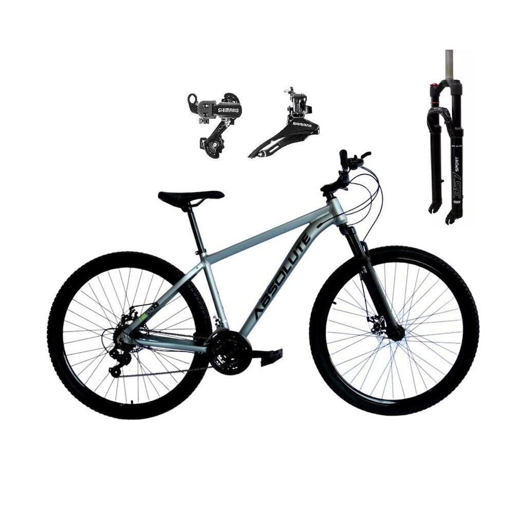 Bicicleta Aro 29 Absolute Nero 5 Alumínio 24v Câmbios Shimano Tz Suspensão 100mm Trava no Ombro