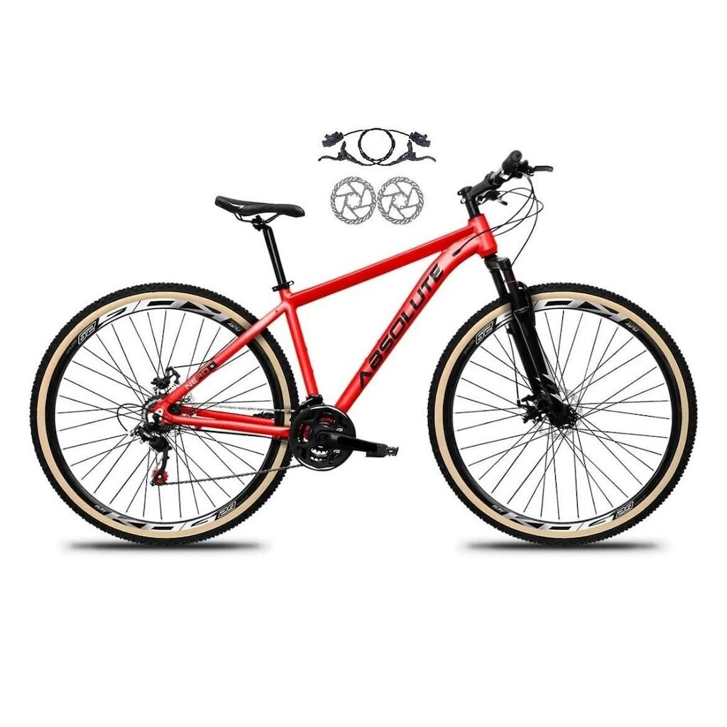 Bicicleta Aro 29 Absolute Nero 5 Alumínio 24v Freios a Disco Hidráulicos Suspensão Pneus C/ Faixa