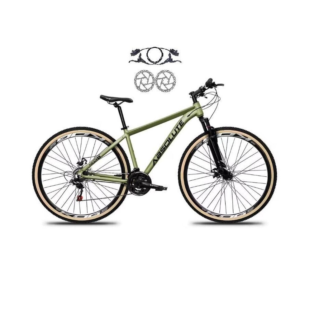 Bicicleta Aro 29 Absolute Nero 5 Alumínio 24v Freios a Disco Hidráulicos Suspensão Pneus C/ Faixa