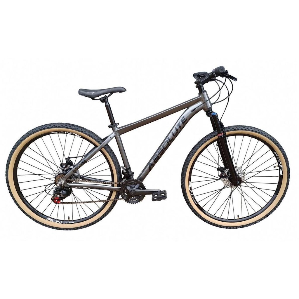 Bicicleta Aro 29 Absolute Nero 5 Alumínio 27v MTB K7 Freio a Disco Garfo Suspensão Pneu com Faixa