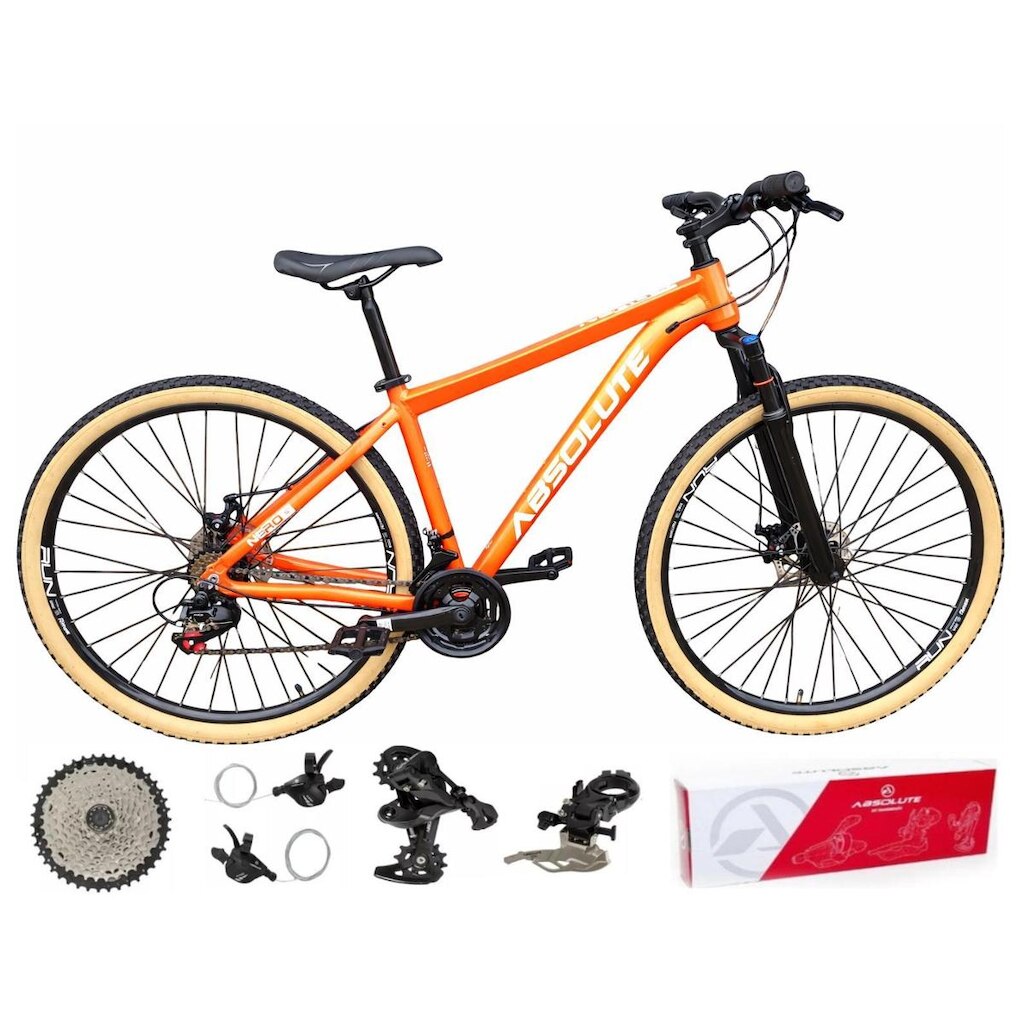 Bicicleta Aro 29 Absolute Nero 5 Alumínio 2x9 K7 Freios Hidráulicos Garfo Com Trava 18v Pneu Faixa