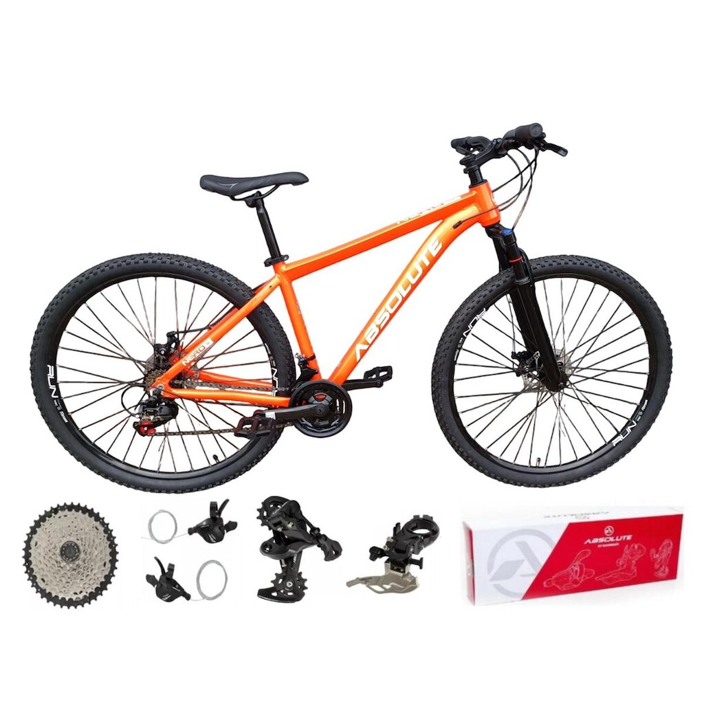 Bicicleta Aro 29 Absolute Nero 5 Alumínio 2x9 K7 Freios Hidráulicos Garfo Com Trava MTB 18v