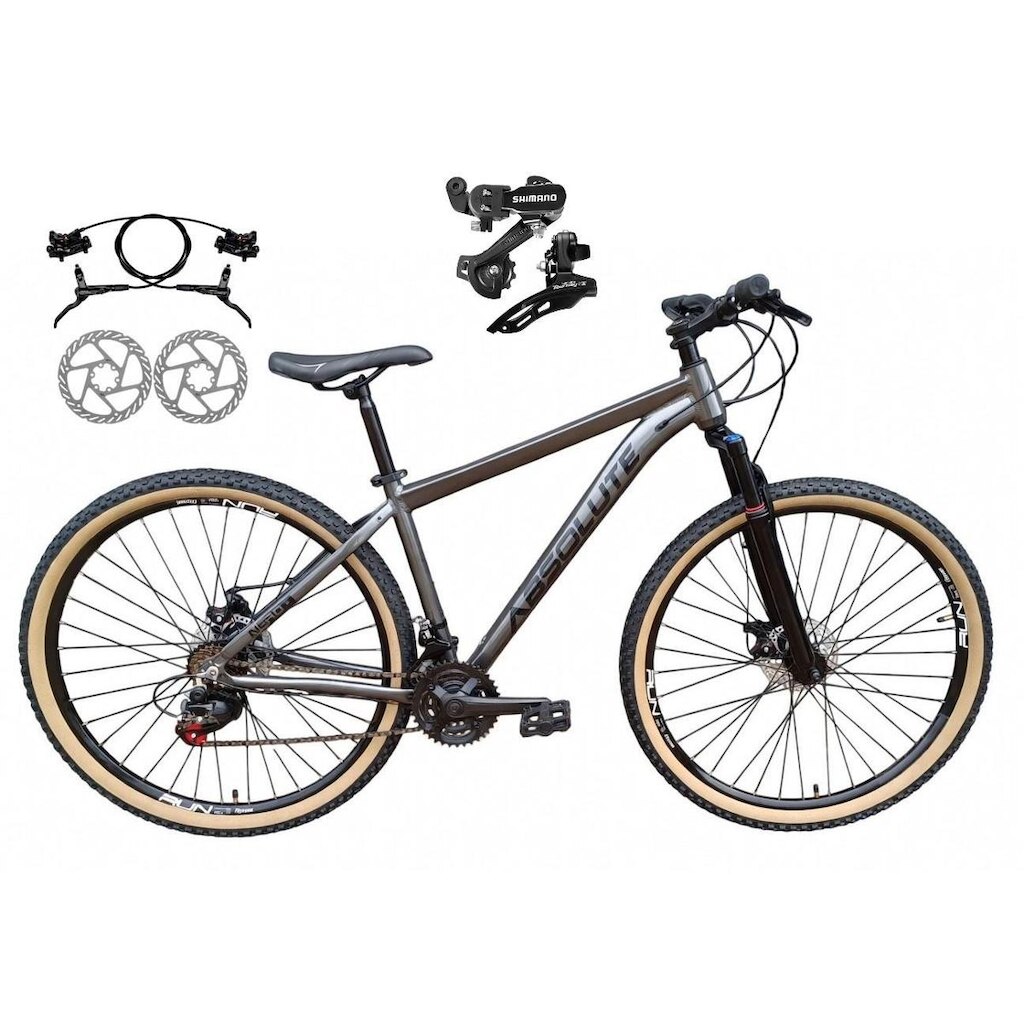 Bicicleta Aro 29 Absolute Nero 5 Alumínio Câmbios Shimano Freio a Disco Hidráulico 24v Mountain Bike