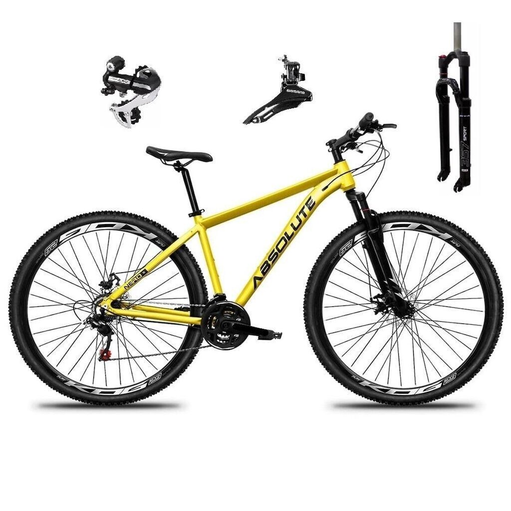 Bicicleta Aro 29 Absolute Nero 5 Cabeamento Interno 24v Câmbio Shimano Acera K7 Trava Freio a Disco