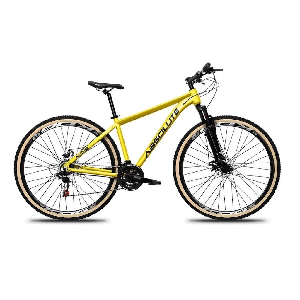 Bicicleta Aro 29 Absolute Nero 5 Cabos Internos 27v K7 Freio Disco Suspensão Dianteira Pneus Bege