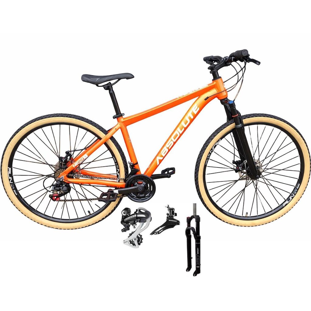 Bicicleta Aro 29 Absolute Nero 5 Câmbio Shimano Acera K7 Garfo com Trava Freio Disco Pneu Faixa 24v