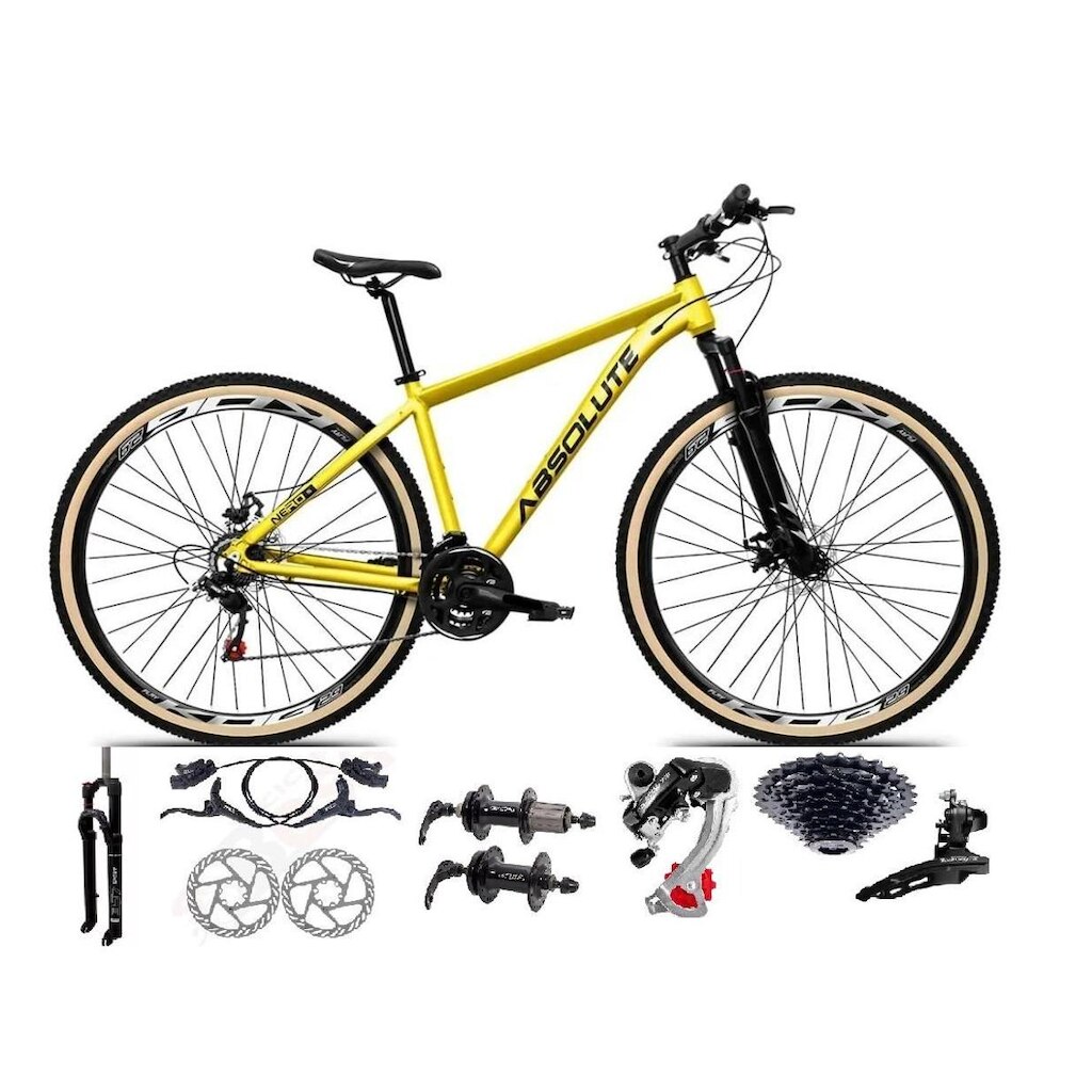 Bicicleta Aro 29 Absolute Nero 5 Câmbios Shimano 24v K7 11/32 Freio Hidráulicos Trava Pneu Faixa