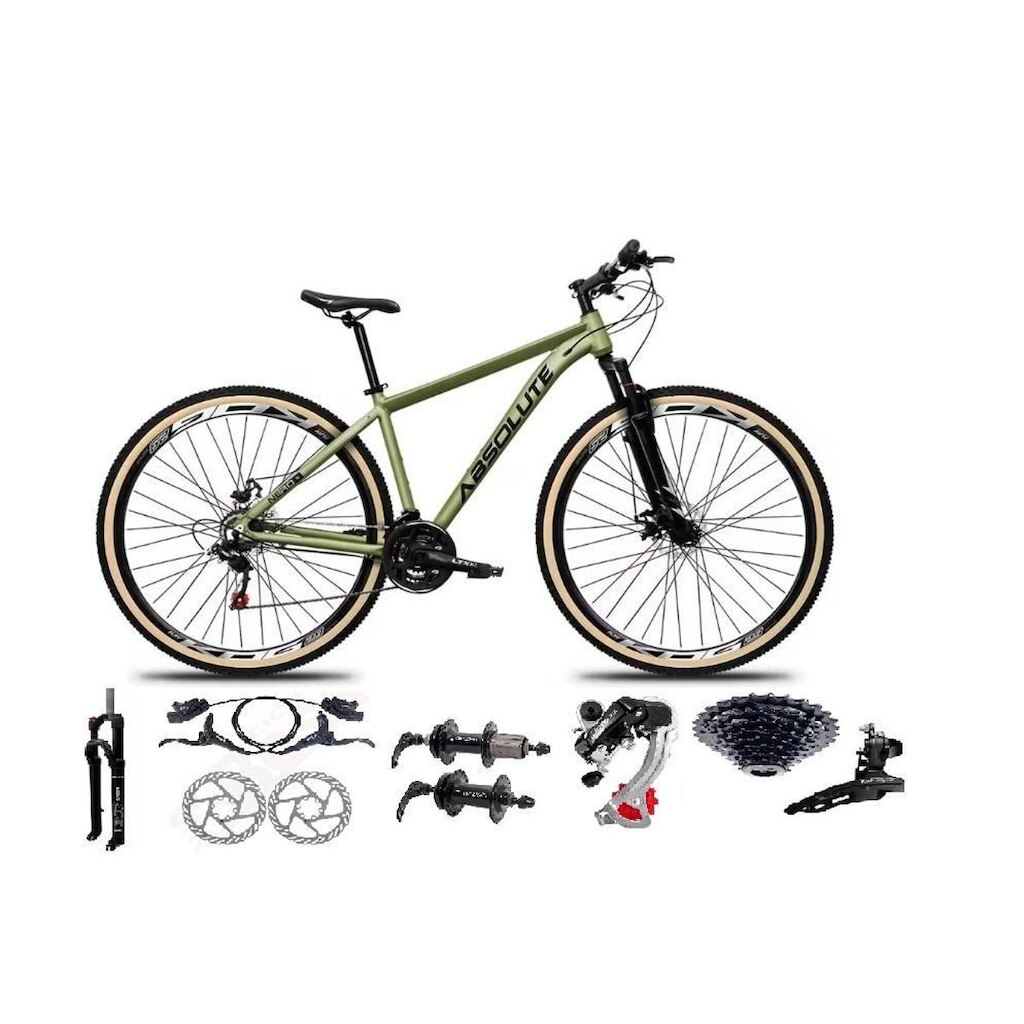 Bicicleta Aro 29 Absolute Nero 5 Câmbios Shimano 24v K7 11/32 Freio Hidráulicos Trava Pneu Faixa