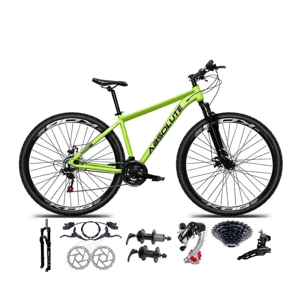 Bicicleta Aro 29 Absolute Nero 5 Câmbios Shimano 24v K7 11/32 Freios Disco Hidráulicos Susp. Trava