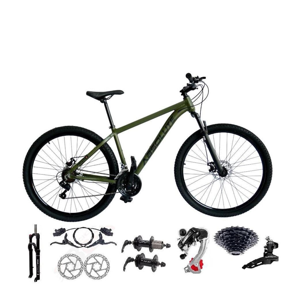 Bicicleta Aro 29 Absolute Nero 5 Câmbios Shimano 24v K7 11/32 Freios Disco Hidráulicos Susp. Trava