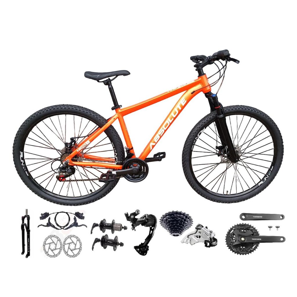 Bicicleta Aro 29 Absolute Nero 5 Câmbios Shimano Alívio e Altus 27v Freio Hidráulico K7 Garfo Trava