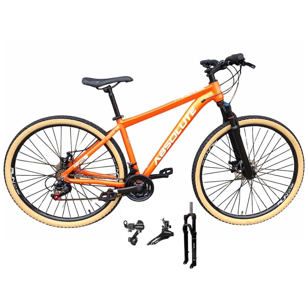 Bicicleta Aro 29 Absolute Nero 5 Câmbios Shimano Alumínio Garfo com Trava 24v Mtb Pneu Faixa