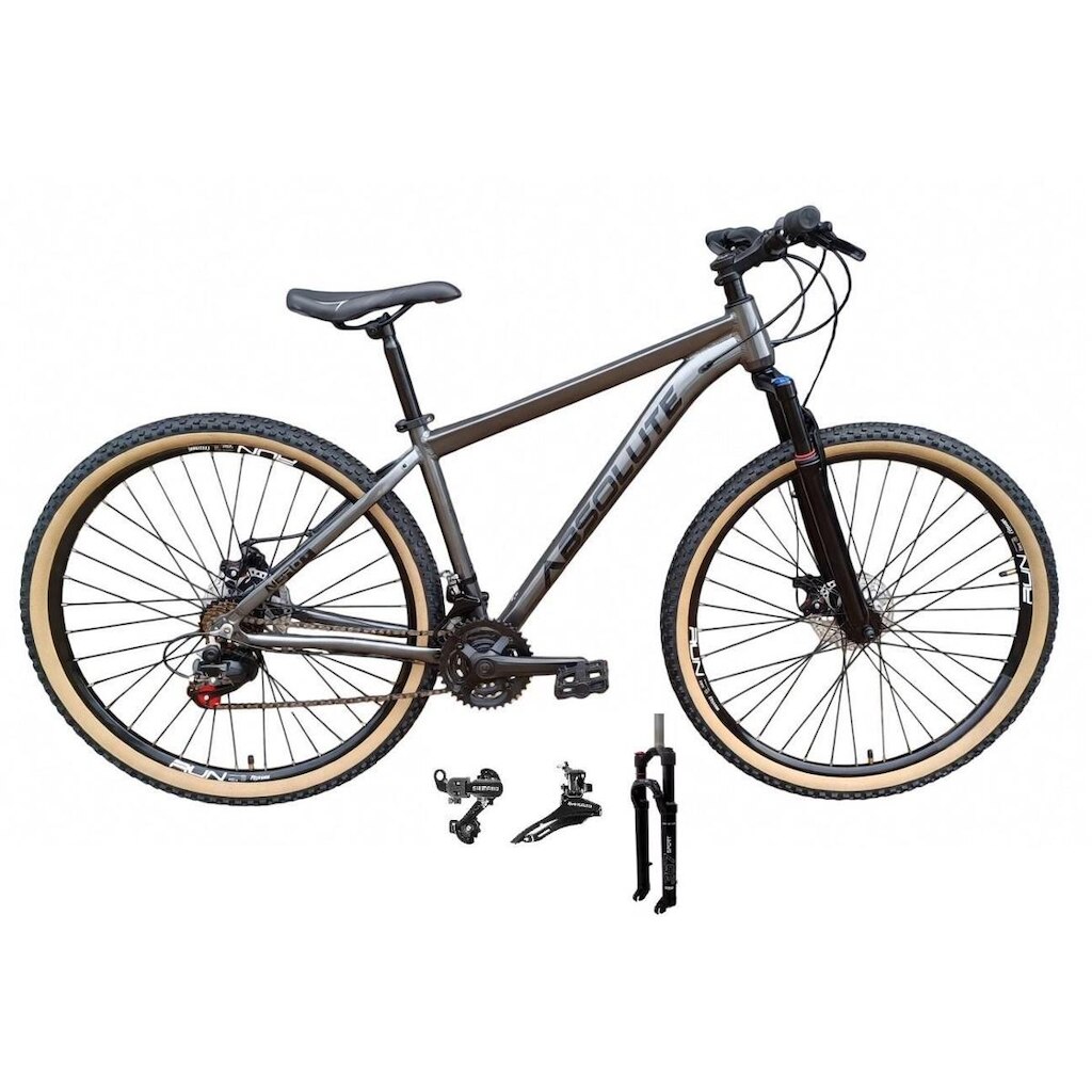 Bicicleta Aro 29 Absolute Nero 5 Câmbios Shimano Alumínio Garfo com Trava 24v Mtb Pneu Faixa