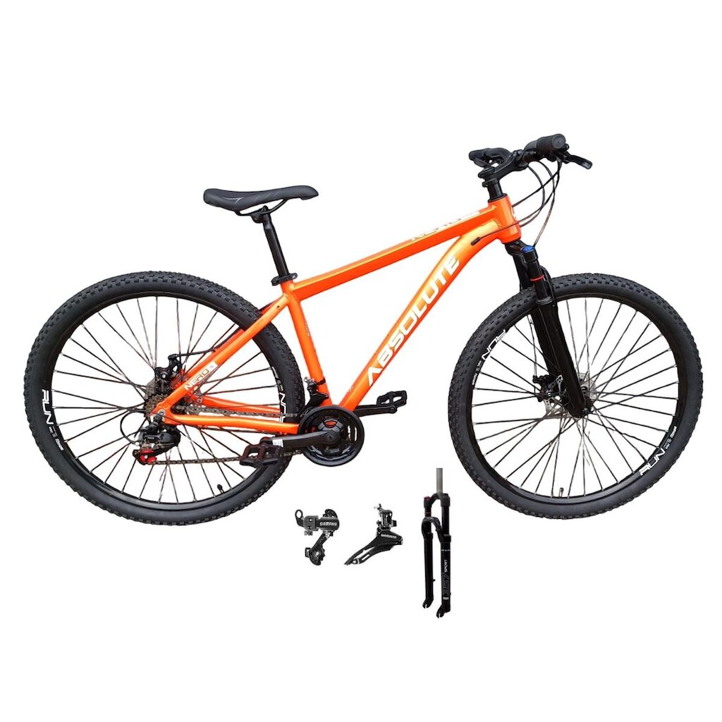 Bicicleta Aro 29 Absolute Nero 5 Câmbios Shimano Alumínio Garfo com Trava Mountain Bike 24v