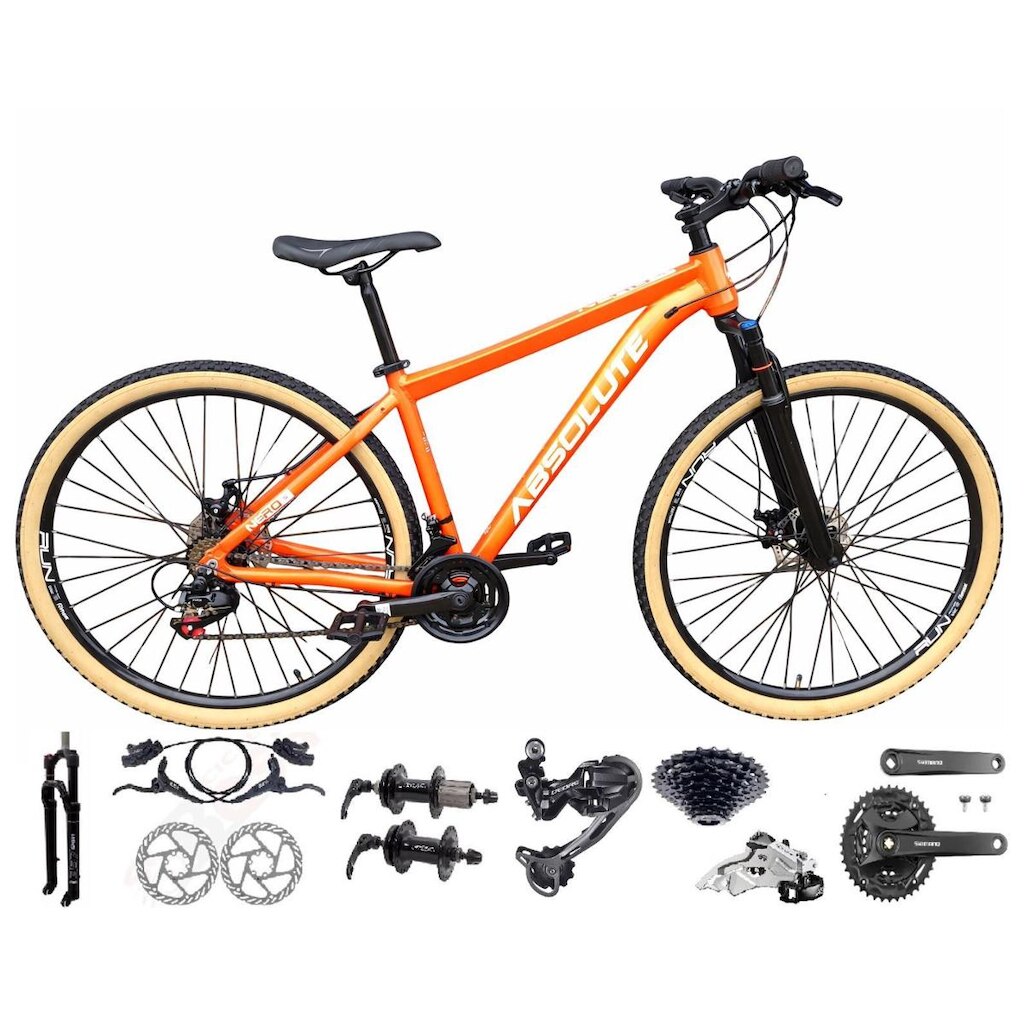 Bicicleta Aro 29 Absolute Nero 5 Câmbios Shimano Deore e Altus 27v Freio Hidráulico K7 Garfo Trava