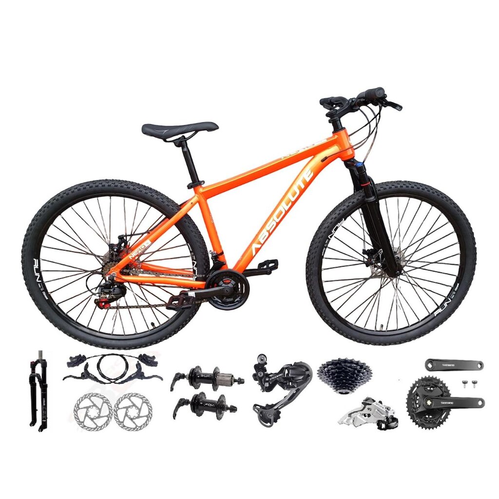 Bicicleta Aro 29 Absolute Nero 5 Câmbios Shimano Deore e Altus Freio Hidráulico K7 Garfo Trava 27v