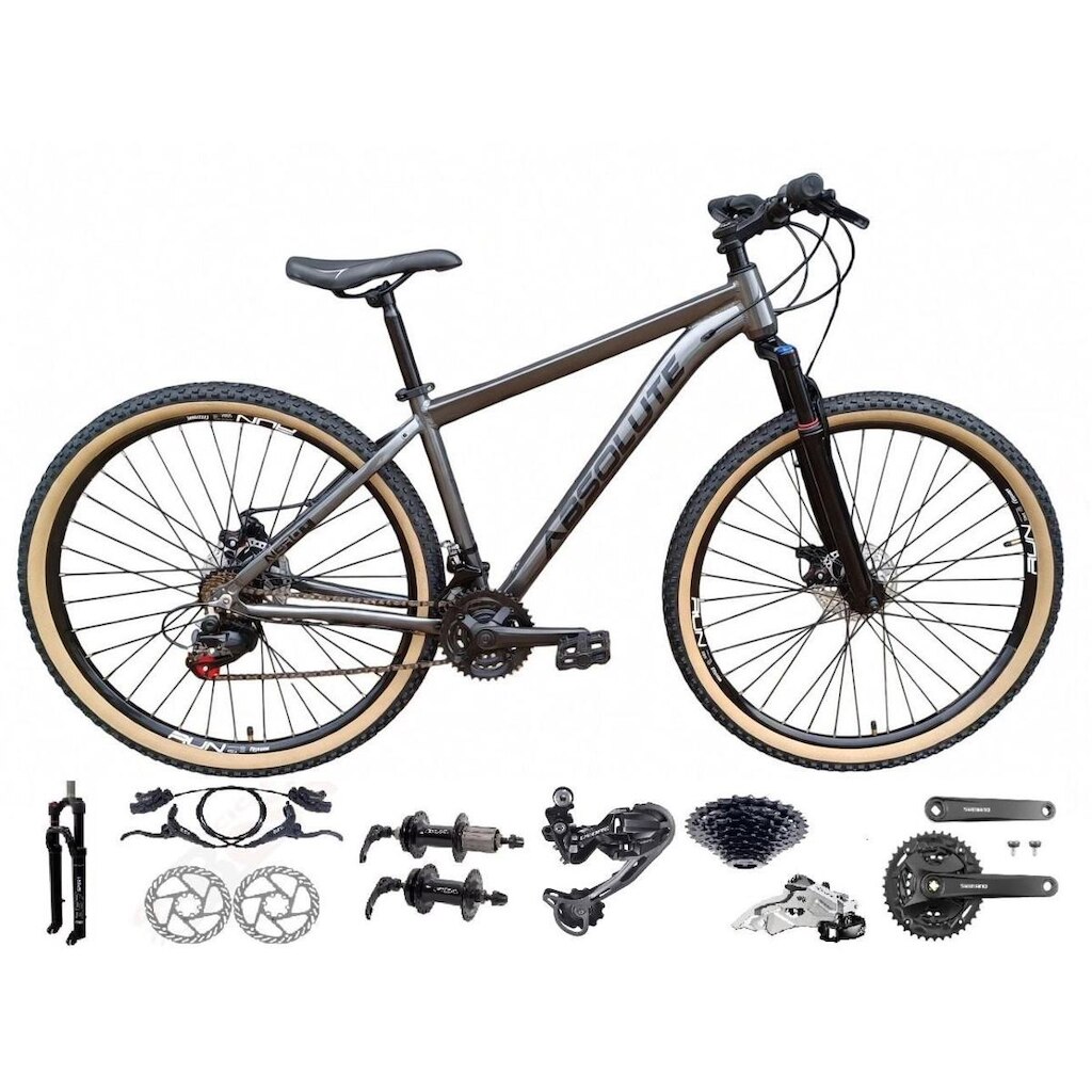 Bicicleta Aro 29 Absolute Nero 5 Câmbios Shimano Deore e Altus Freio Hidráulico K7 Garfo Trava 27v