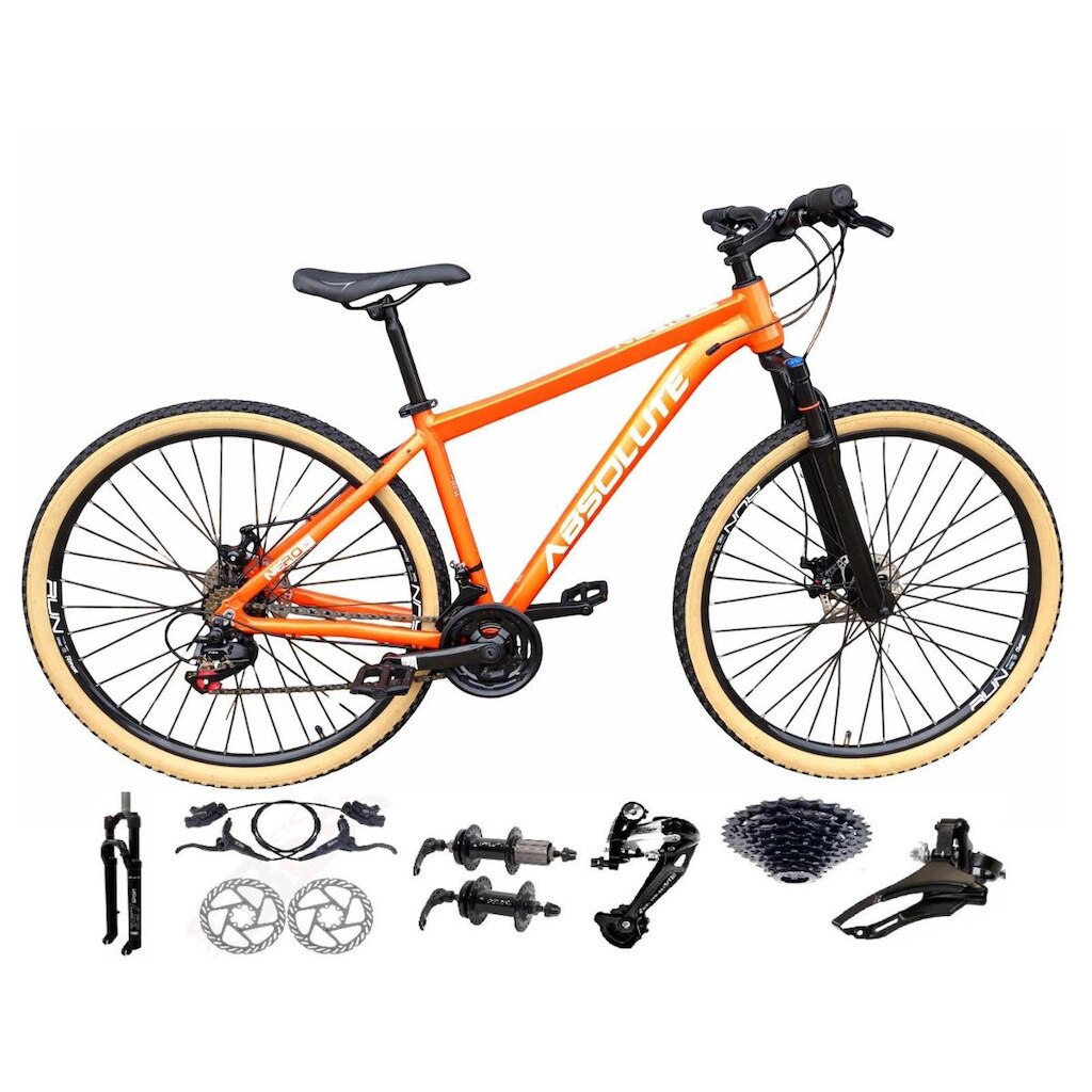 Bicicleta Aro 29 Absolute Nero 5 Freio Hidráulico K7 27v Alumínio Garfo com Trava Pneu com Faixa