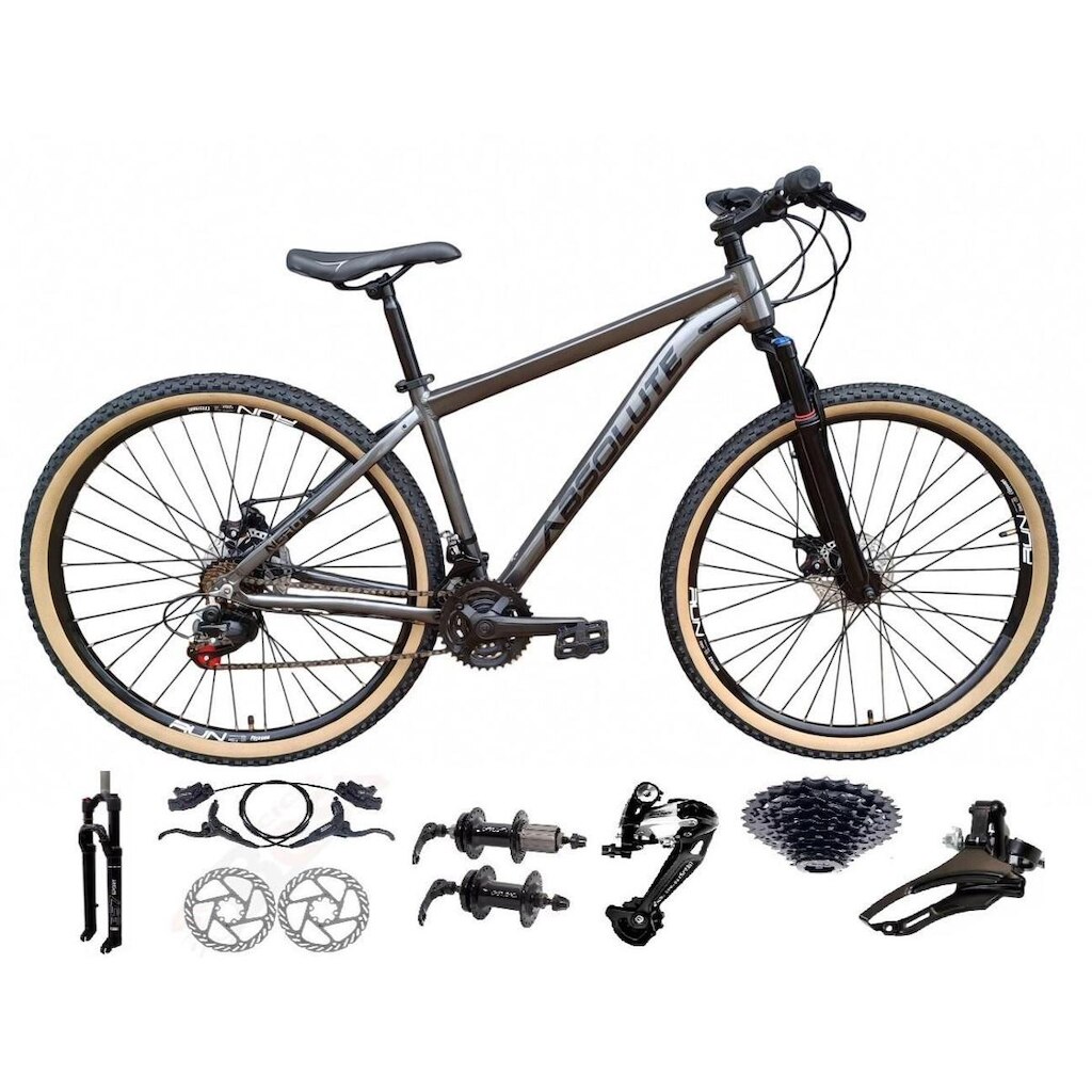 Bicicleta Aro 29 Absolute Nero 5 Freio Hidráulico K7 27v Alumínio Garfo com Trava Pneu com Faixa