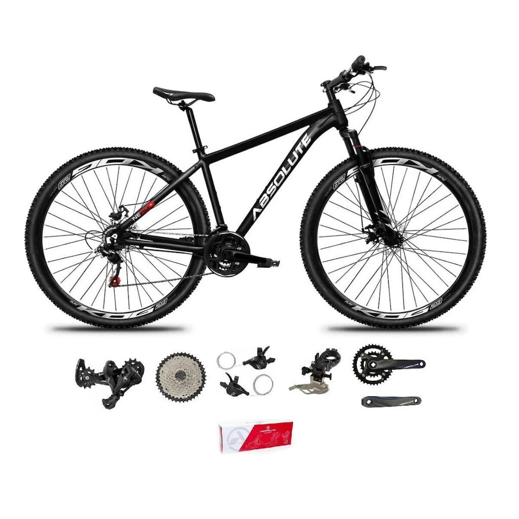 Bicicleta Aro 29 Absolute Nero 5 Kit 2x9 Freio Hidráulico K7 11/40 Pdv 24/38 Suspensão 100mm Trava