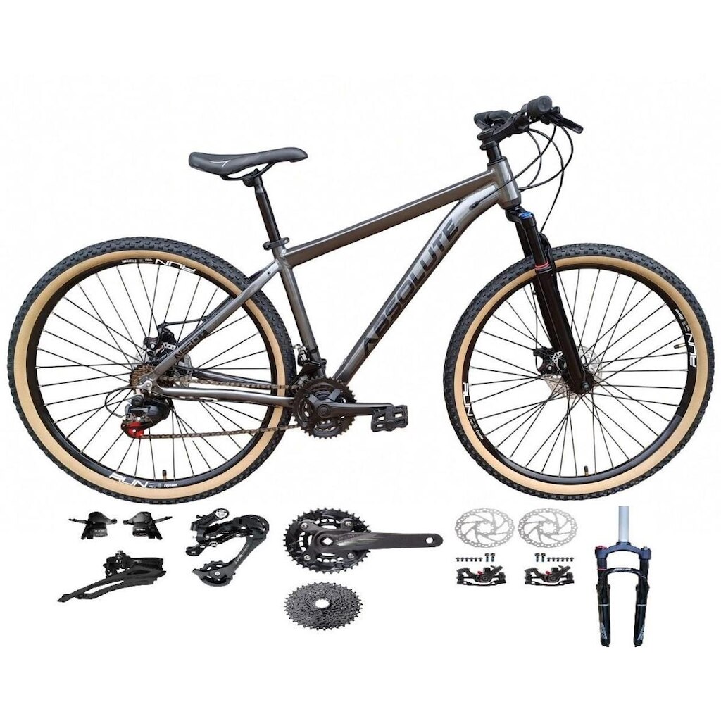 Bicicleta Aro 29 Absolute Nero 5 Kit 2x9 Gta Sunrun K7 Freio a Disco Garfo com Trava MTB